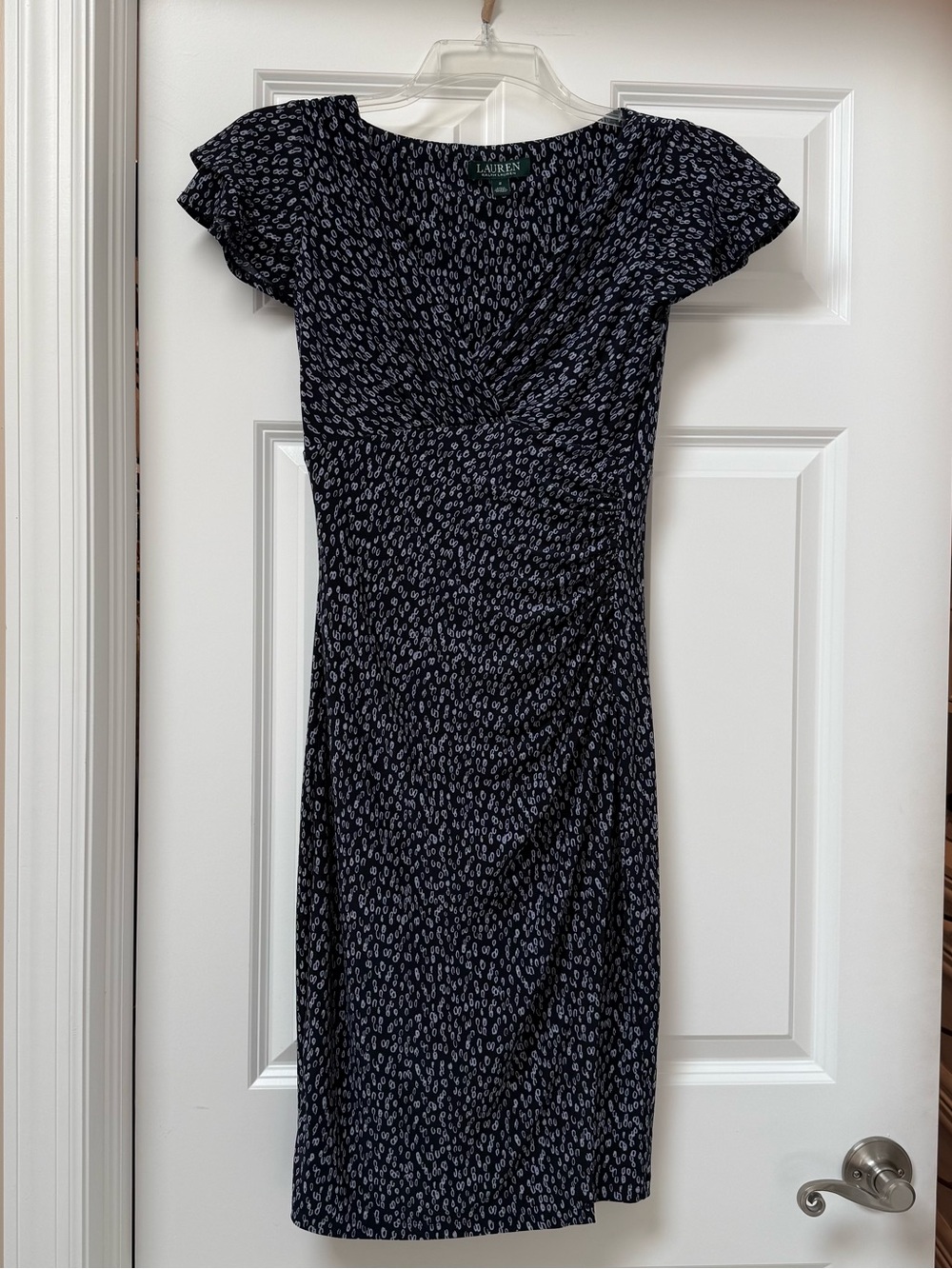 Lauren Ralph Lauren 'Brisa' dress. Navy, flutter sleeves. Size 2